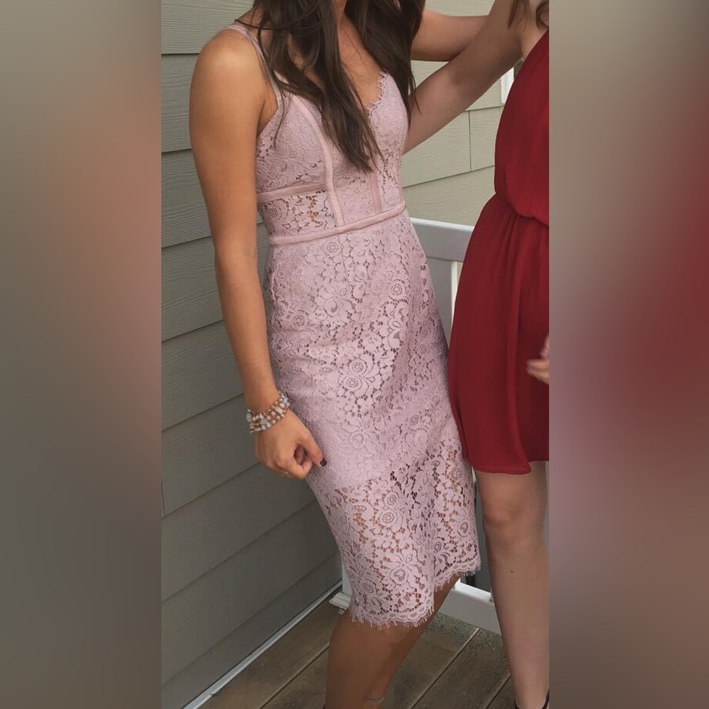 Express blush lace midi dress